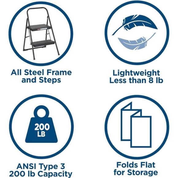 Lightweight Two Step House Step Stool for Easy Reaching and Cleaning - Non Slip - Picture 5 of 8